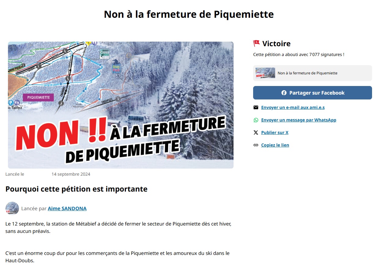 capture d ecran petition